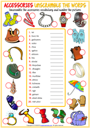 Accessories Esl Vocabulary Worksheets